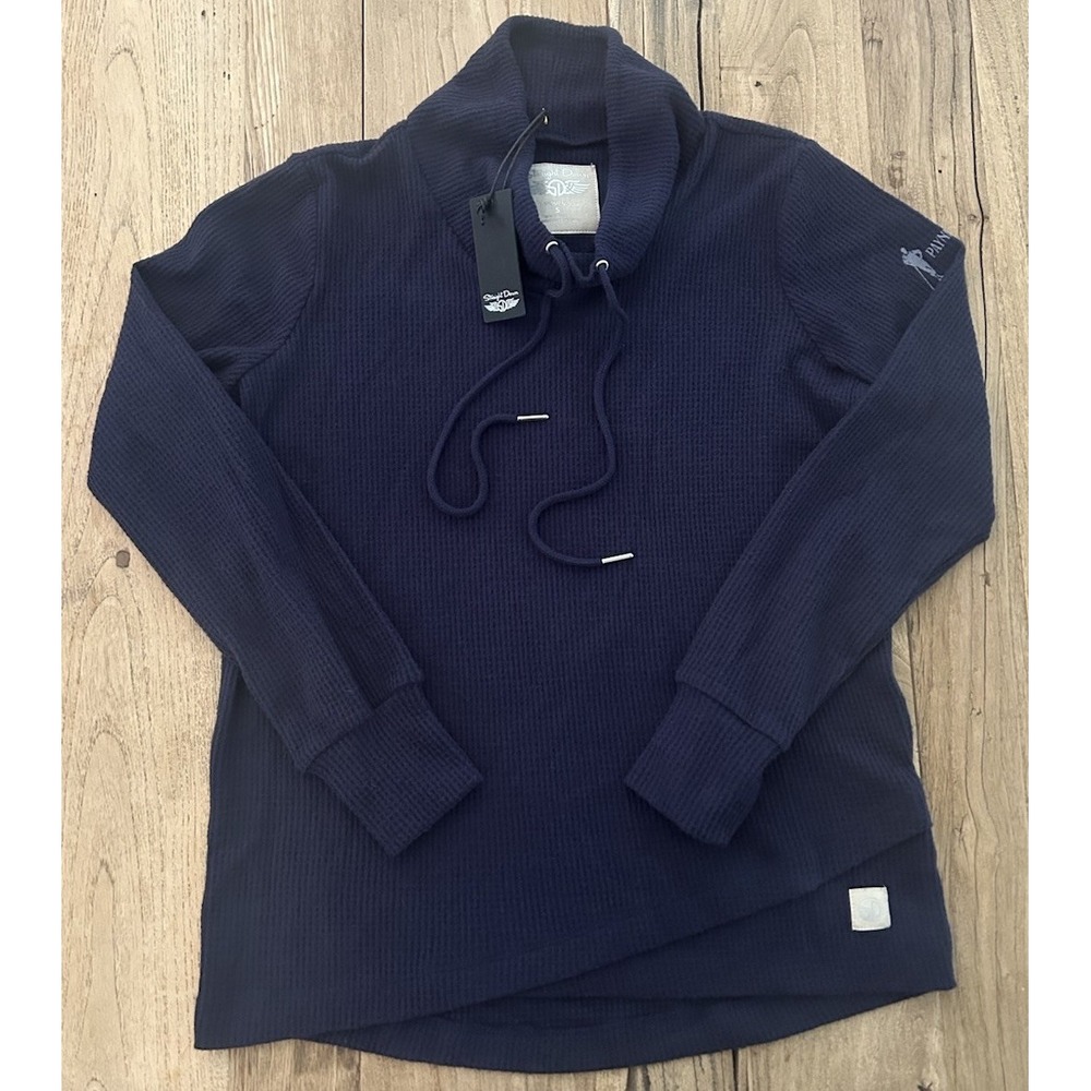 Straight Down Misty Top Waffle Pullover Payne's Valley Women's Sm Navy Blue